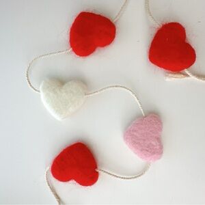 LAST ONE Valentine’s Day Large Heart Felted Wool Garlands 6ft Long & 14 Hearts